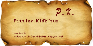 Pittler Klétus névjegykártya